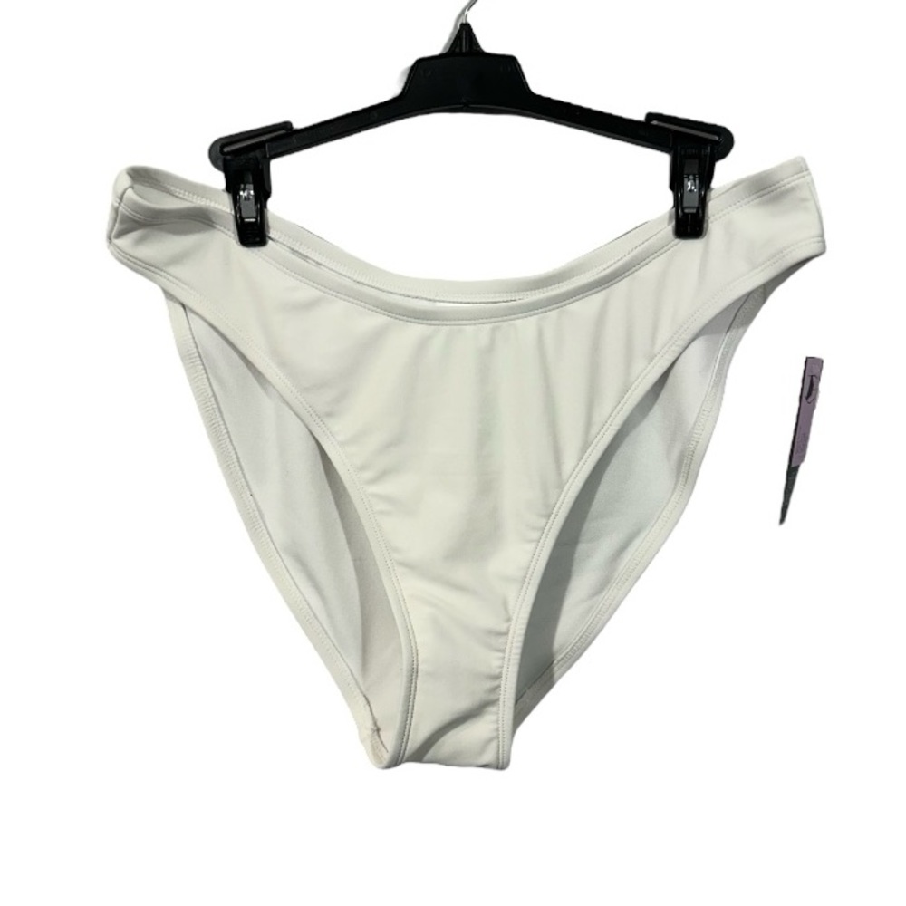 NWT White Front Scoop Waist Low Rise High Leg Cheeky Bikini Bottoms
